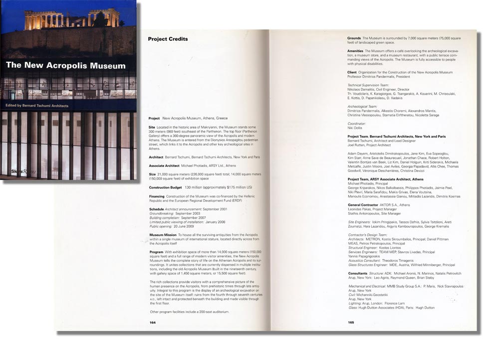  New Acropolis Museum Publication 2009 -Project Credits- 